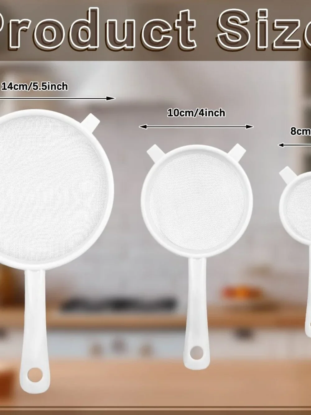 3 Pcs Plastic Nylon Mesh Strainer Colander with Handle Double Ear Fine Food Mesh